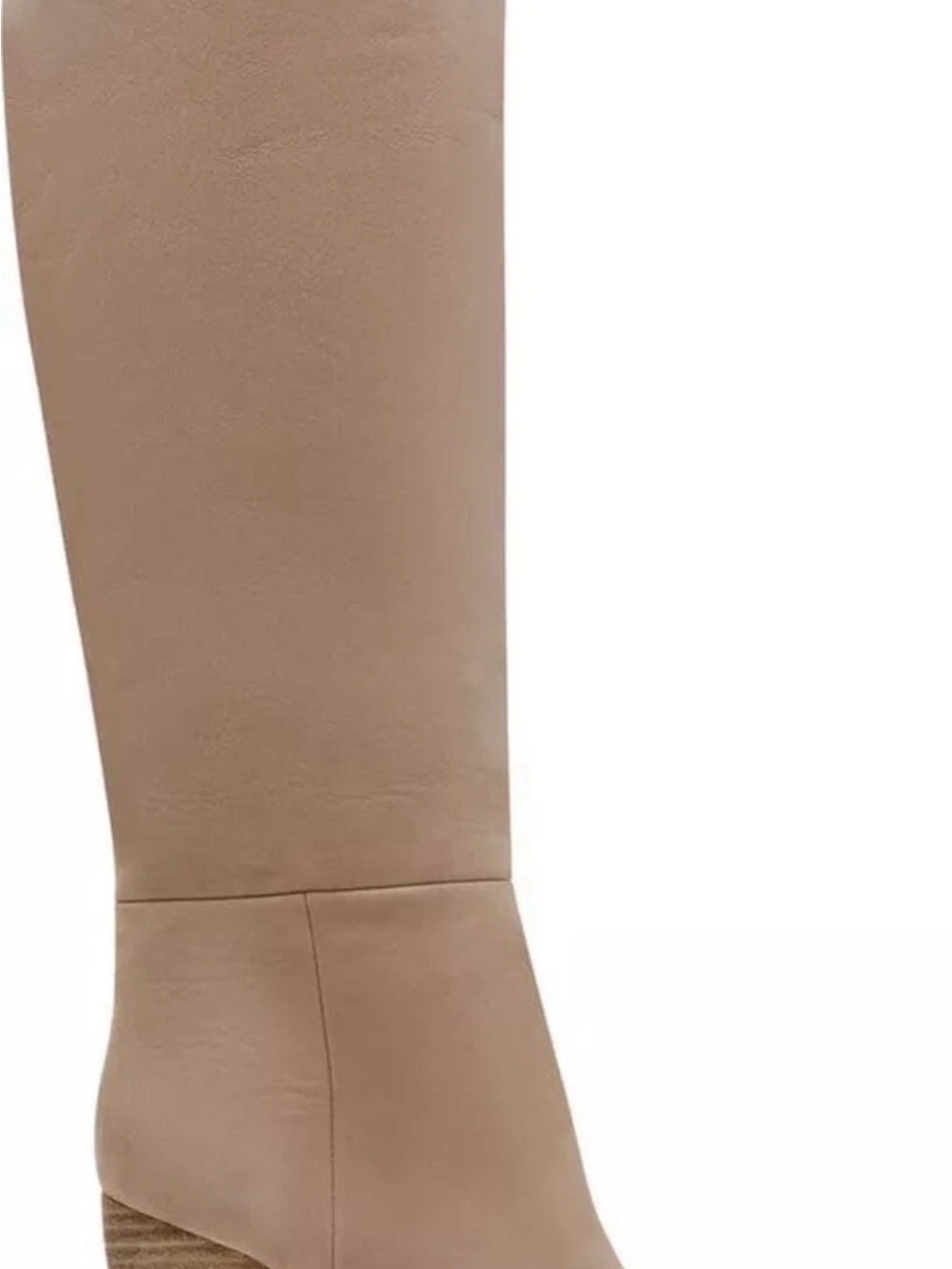 Knee-High Taupe Leather Heeled Boot